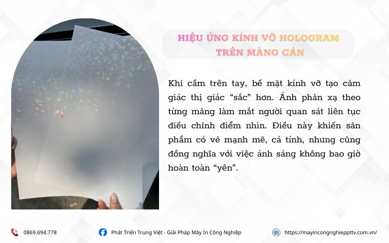 Cảm giác nhìn khi sử dụng hiệu ứng kính vỡ trên ấn phẩm 